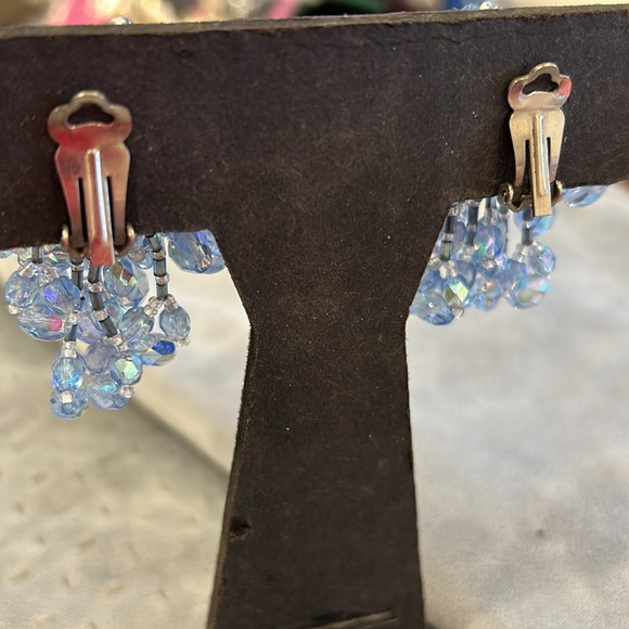 Light Blue Sapphire Swarovski Crystal Cluster Earrings-Boutique - Picture 5 of 8